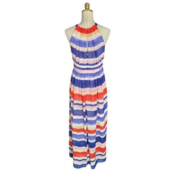 Vince Camuto Women’s High Low Colorful Striped Halter Neck Flowy Maxi Dress Sz 8 - Picture 5 of 10